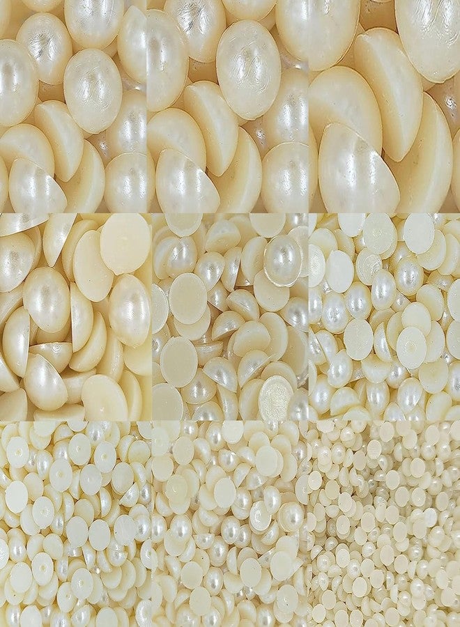 دي آي واي كرافتس مجموعة خرز لؤلؤ مسطح غير متنوع من DIY Crafts، 130 حبة، لون بيج، مجموعة خرز لؤلؤ نصف دائري أبيض + بيج (130 حبة، لون بيج) - Image 5